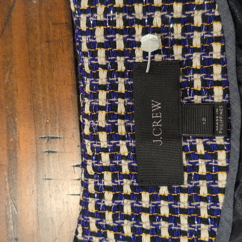 J. Crew Silk Blend Tweed shimmer Blazer Basket Weave - Picture 3 of 9